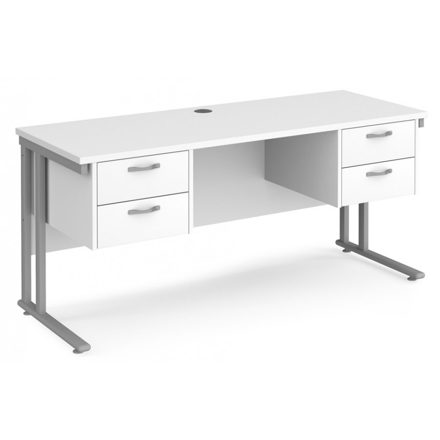 Maestro Cantilever Leg Straight Desk with Two Fixed Pedestals